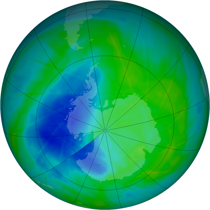 Antarctic ozone map for 18 December 2010